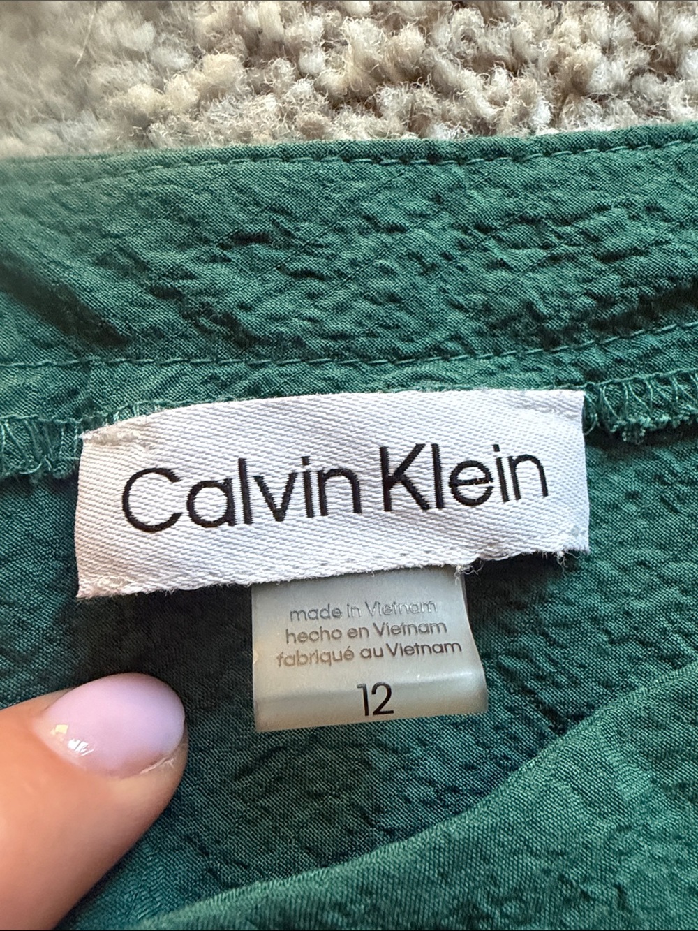 Calvin Klein Midi Dress with Tie Waist Sleeveless Crinkle V-Neck Size 12 - Picture 5 of 8